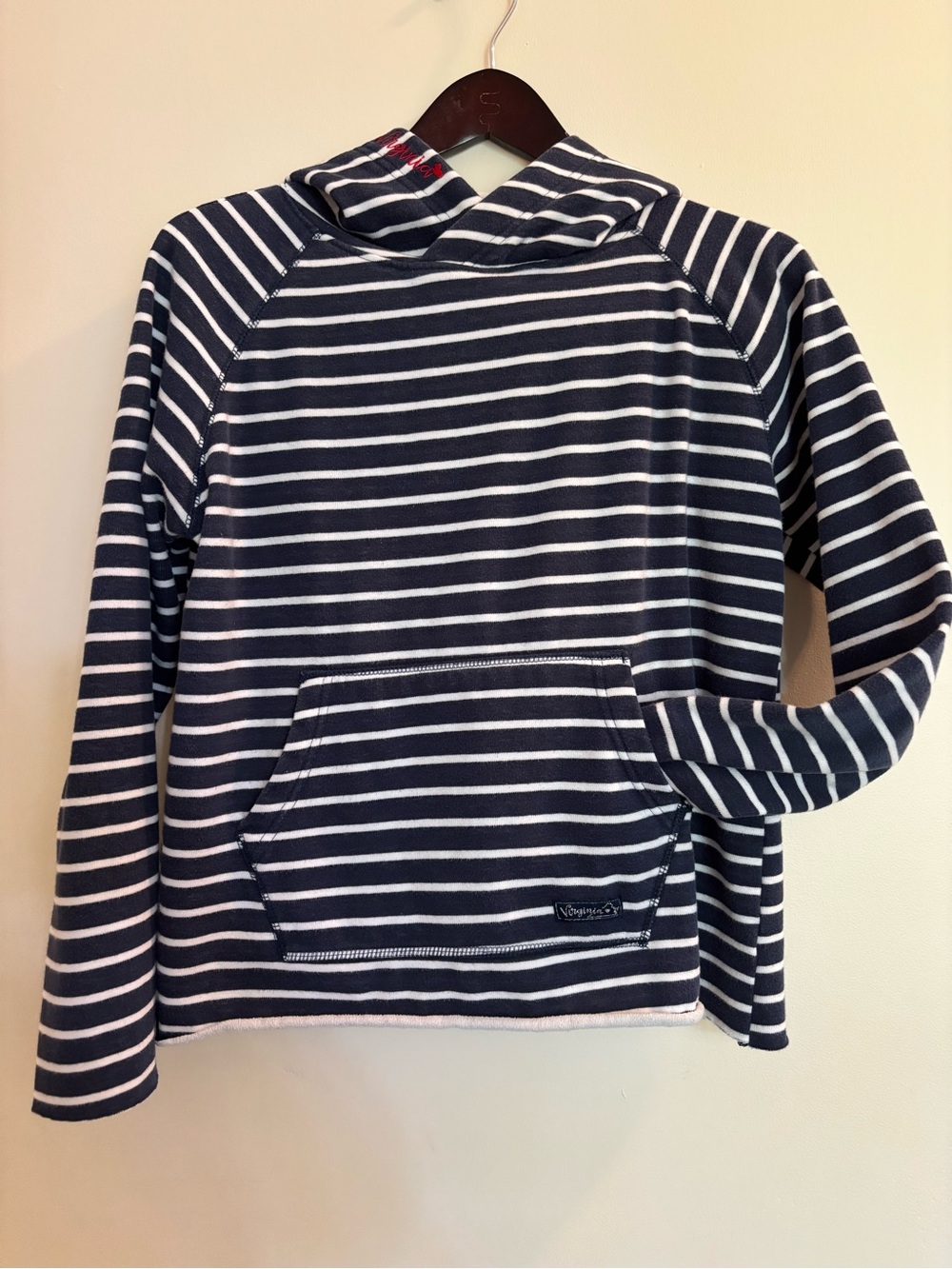 State of Mind Navy and White Striped Hooded Pullover